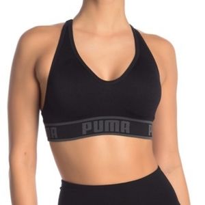 PUMA Sport Bra top Sports Black Grey logo